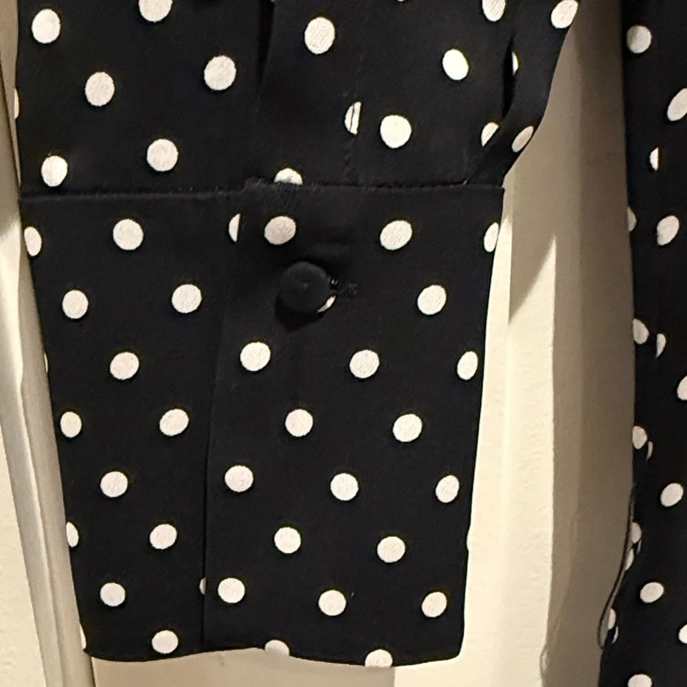 Carolina Herrera CH Polka Dot Silk Shirt - Black and White - Picture 6 of 10